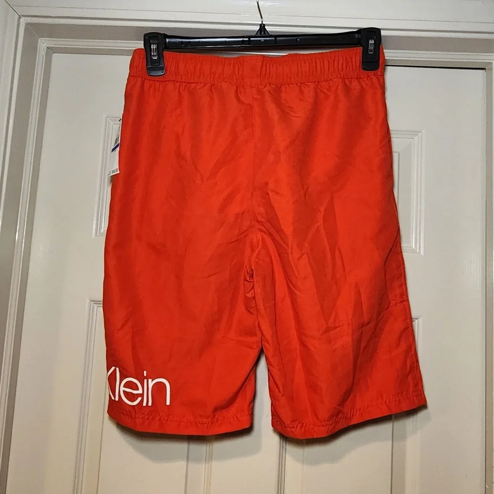 NWT Calvin Klein Boys Vibrant Orange Swim Trunks Bright‎ Summer Vacation Resort